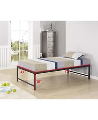 Kings Brand Furniture Twin Hi Riser Metal Platform Bed with Steel Slat Support
