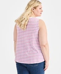 Style & Co Plus Striped V-Neck Tank Top, Macy's Exclusive