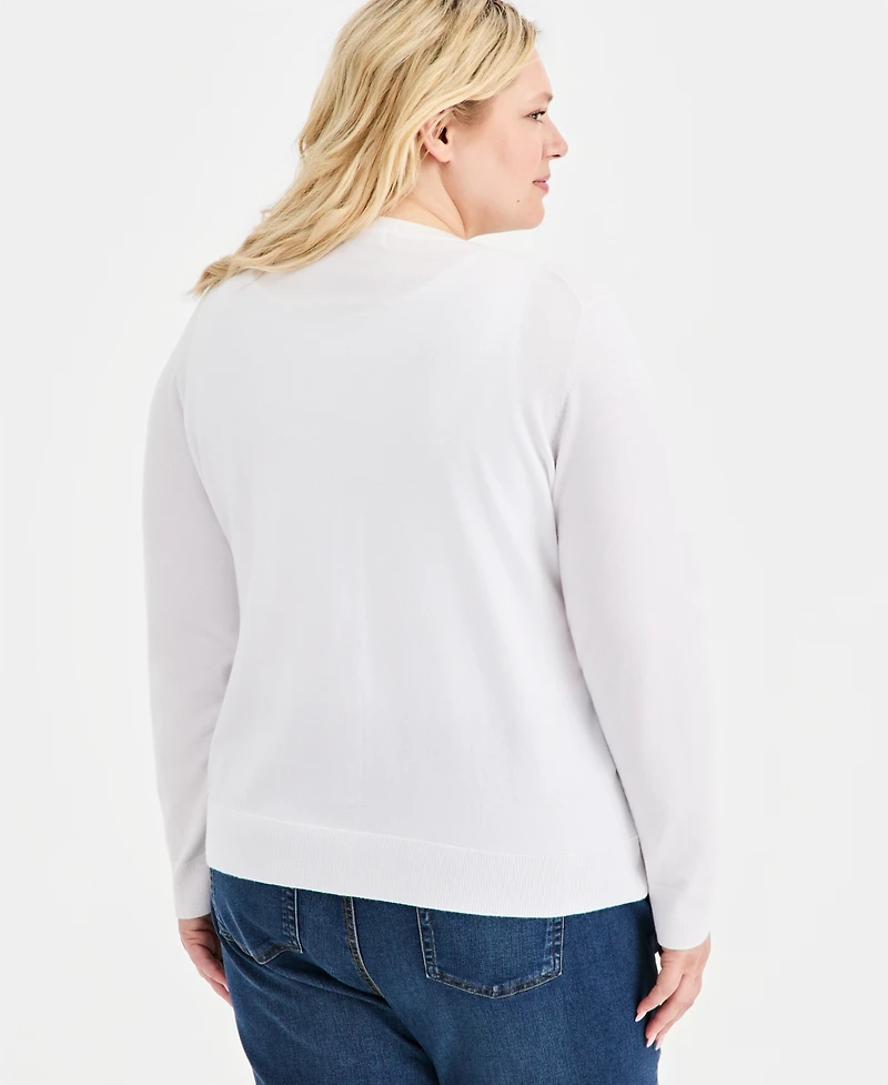Style & Co Plus Button-Front Long-sleeve Cardigan, Macy's Exclusive