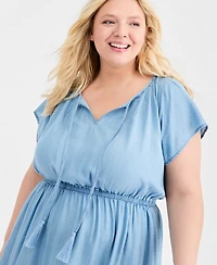Style & Co Plus Chambray Tiered Midi Dress, Macy's Exclusive