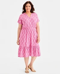 Style & Co Plus Split-Neck Printed Dress, Macy's Exclusive