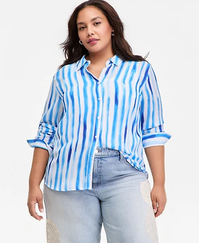 On 34th Trendy Plus Striped Shirt, Macy's Exclusive