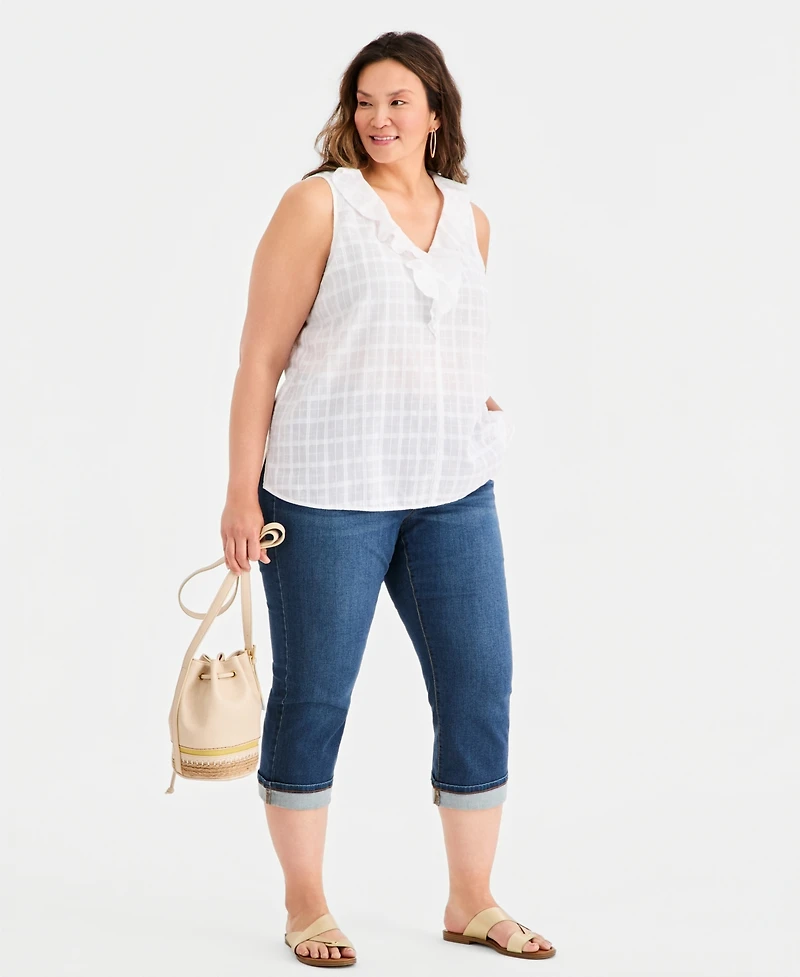 Style & Co Plus Ruffle V-Neck Sleeveless Top, Macy's Exclusive