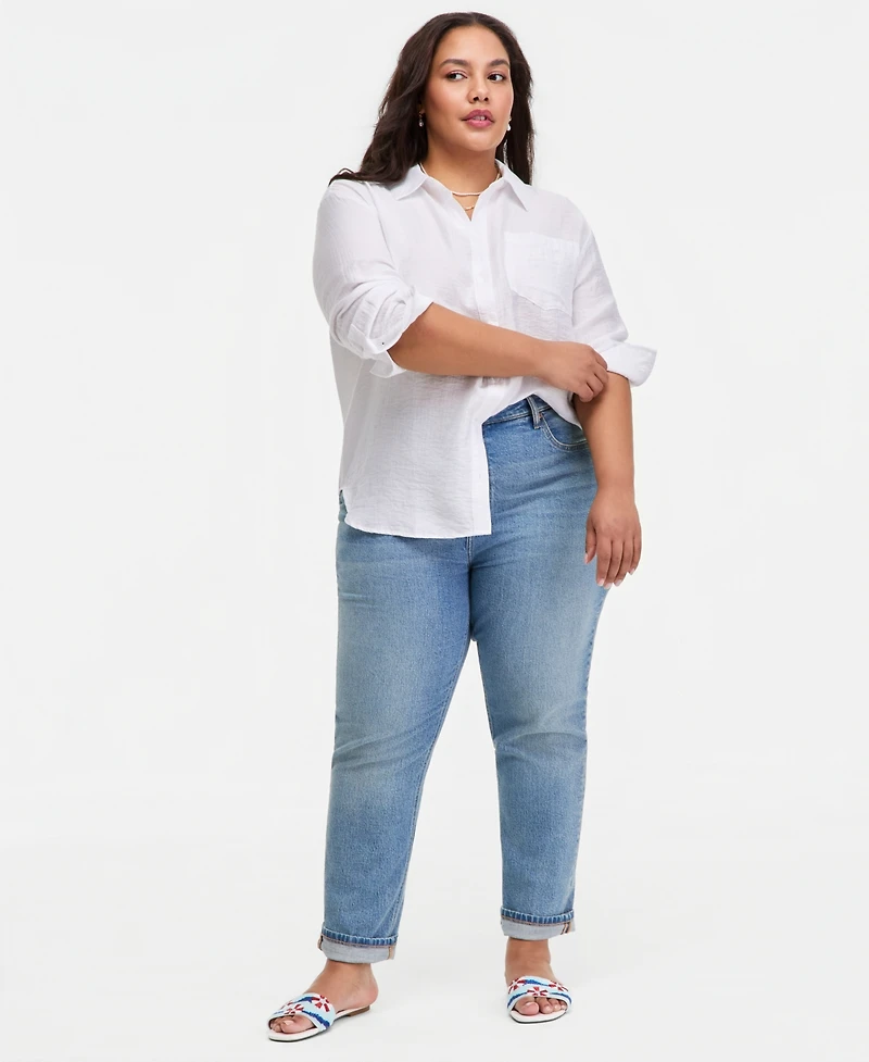 On 34th Trendy Plus Gauze Shirt, Macy's Exclusive