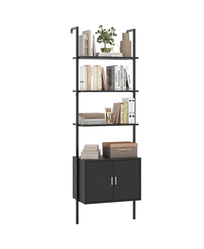 Slickblue 72.5 Inch Tall Bookshelf with Cabinet Anti-Tipping Kits and Metal