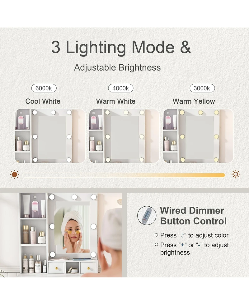 Rainsken Dressing Table Set with Stool