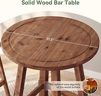 Tribesigns Square Bar Table, 3-Tier Wooden Pub Table with Storage Shelves, Walnut