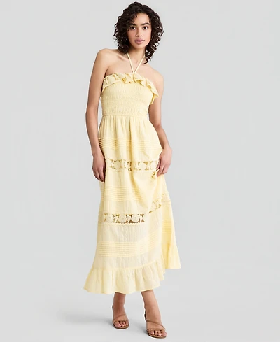 And Now This Women's Cotton Lace-Detail Fit & Flare Maxi Dress, Exclusively at Macy's
