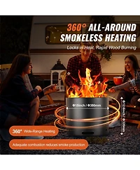 Ecooso 15 Inch Smokeless Wood Burning Fire Pit with Removable Ash Pan, Stainless Steel
