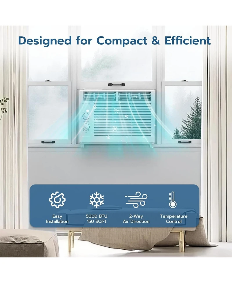 Cowsar 5000 Btu Window Ac for 150 Sq. Ft., Sleep Mode