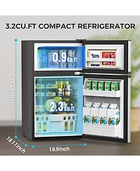 Cowsar 3.2 Cu.Ft Compact Refrigerator with Freezer, Double Door
