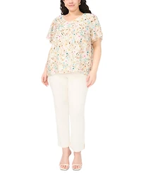 Vince Camuto Plus V-Neck Tulip Short-Sleeve Blouse