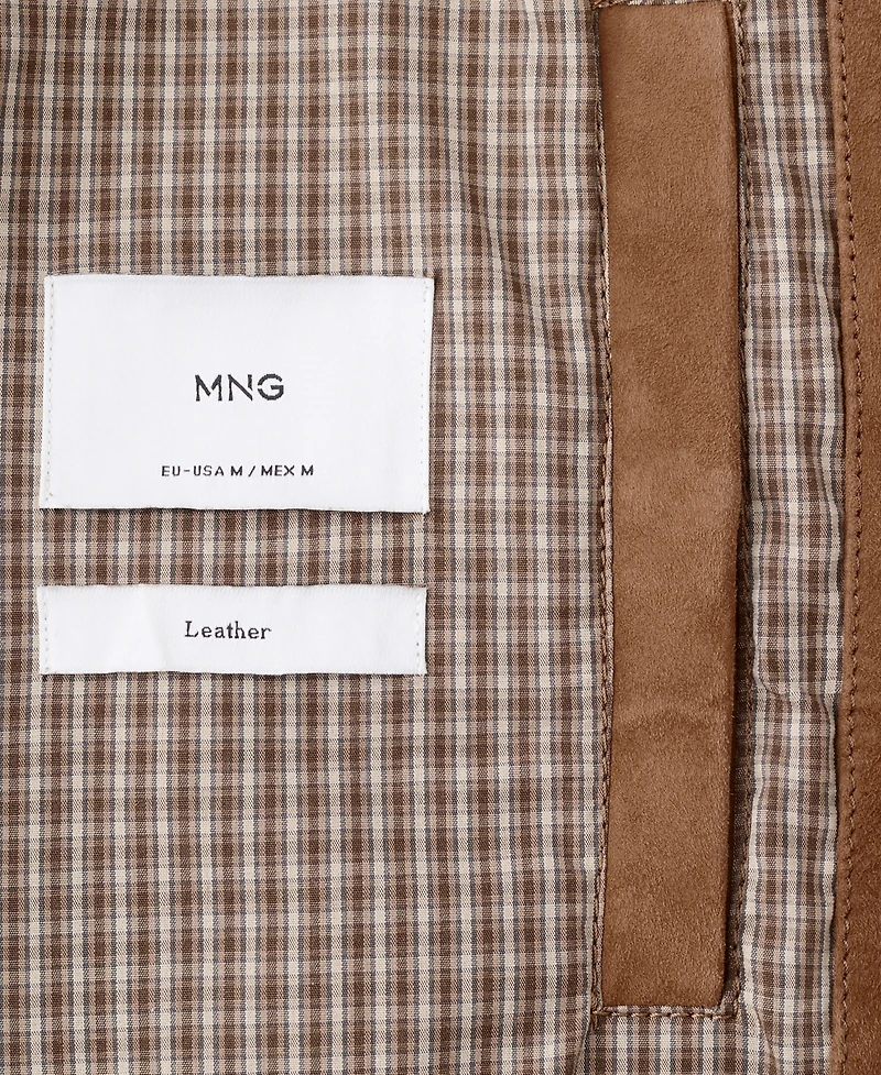 Mango Men's Leather Pockets Jacket