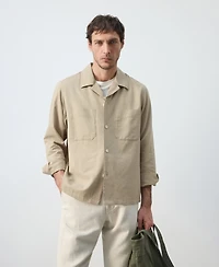 Mango Men's Bowling Collar Cotton Overshirt