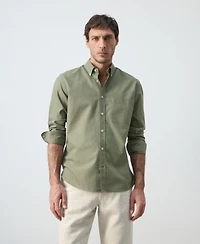 Mango Men's Cotton Striped Regular-Fit Oxford Shirt