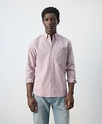 Mango Men's Cotton Striped Regular-Fit Oxford Shirt