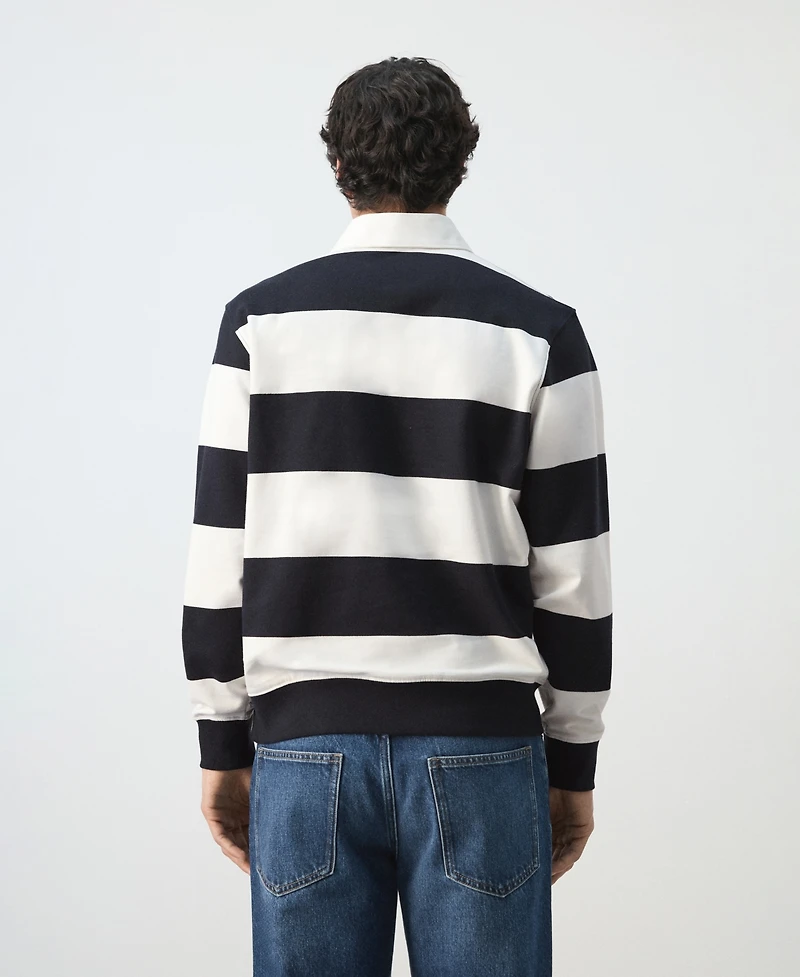 Mango Men's Cotton Striped Polo Sweatshirt