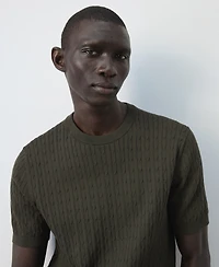Mango Men's Cotton Cable-Knit T-Shirt