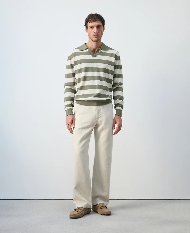 Mango Men's Cotton Fine Knit Polo Sweater