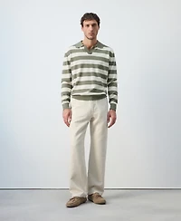 Mango Men's Cotton Fine Knit Polo Sweater