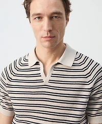 Mango Men's Cotton Striped Knit Polo Shirt