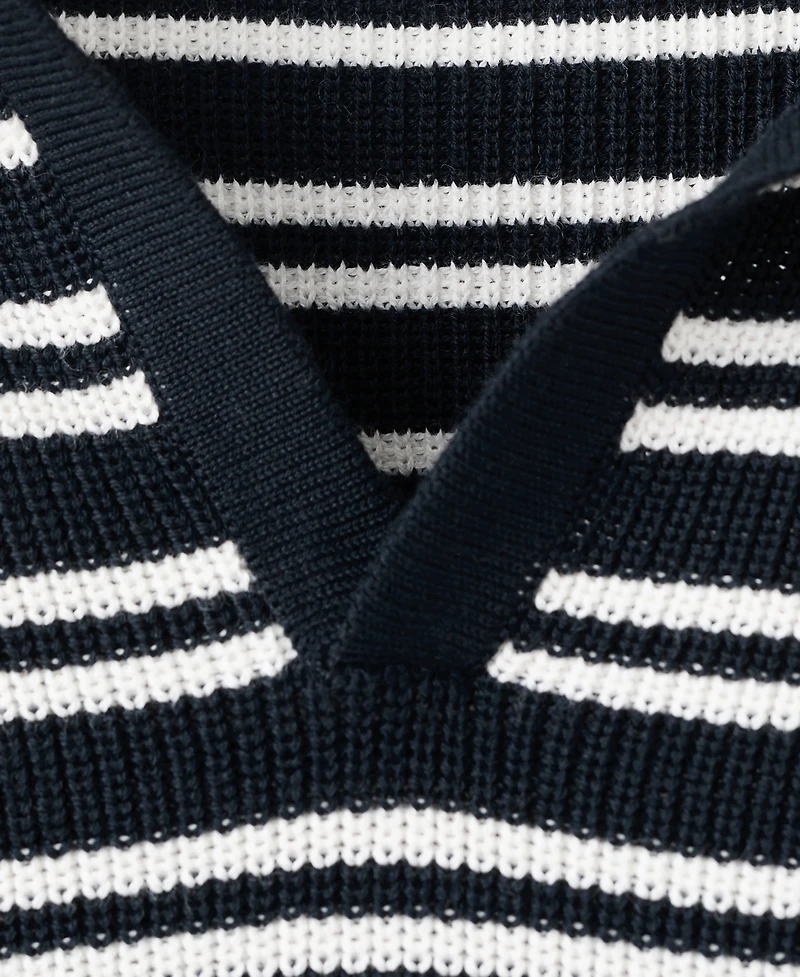 Mango Men's Cotton Striped Knit Polo Shirt