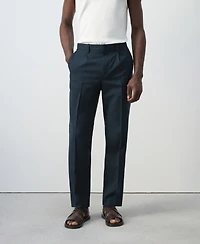 Mango Men's Slim-Fit Linen-Lyocell-Blend Pants