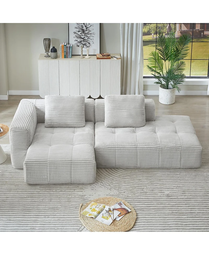 Streamdale Furniture L-Shape Modular Cloud Sectional Sofa with Chaise Lounge