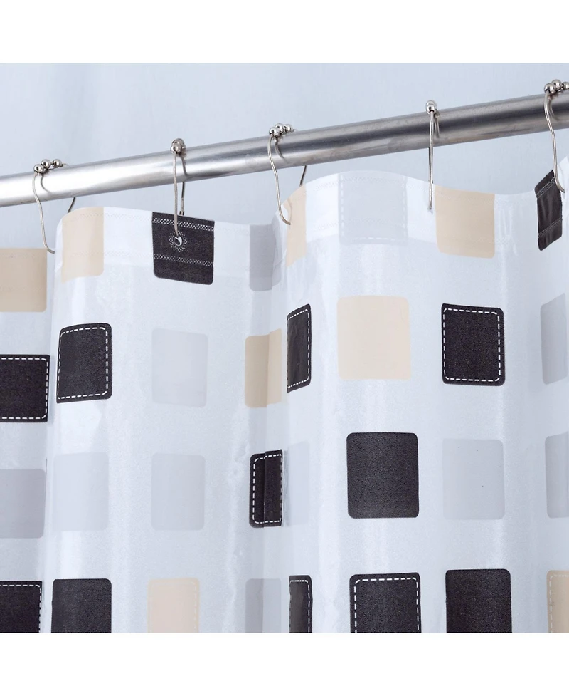 Rt Designers Collection 90GSM Peva Glit Printed Tiles Shower Curtain Tan