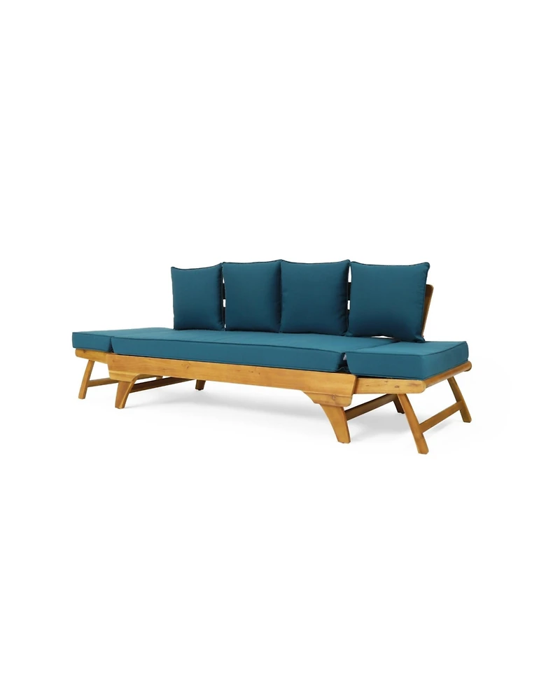 Mondawe Expandable Wood Daybed with Cushions – Outdoor Convertible Patio Sofa
