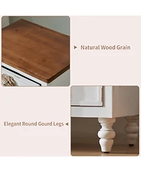 Streamdale Furniture Vintage Farmhouse End Table - Rustic Nightstand, 3 Drawers, Distressed