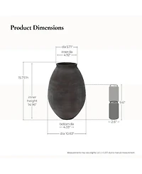 LuxenHome Cement Vase, 15.75" Tall Rustic Home Accent for Floor and Tabletops