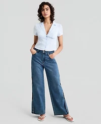 And Now This Petite Collared V-Neck Short-Sleeve Shirt, Macy's Exclusive