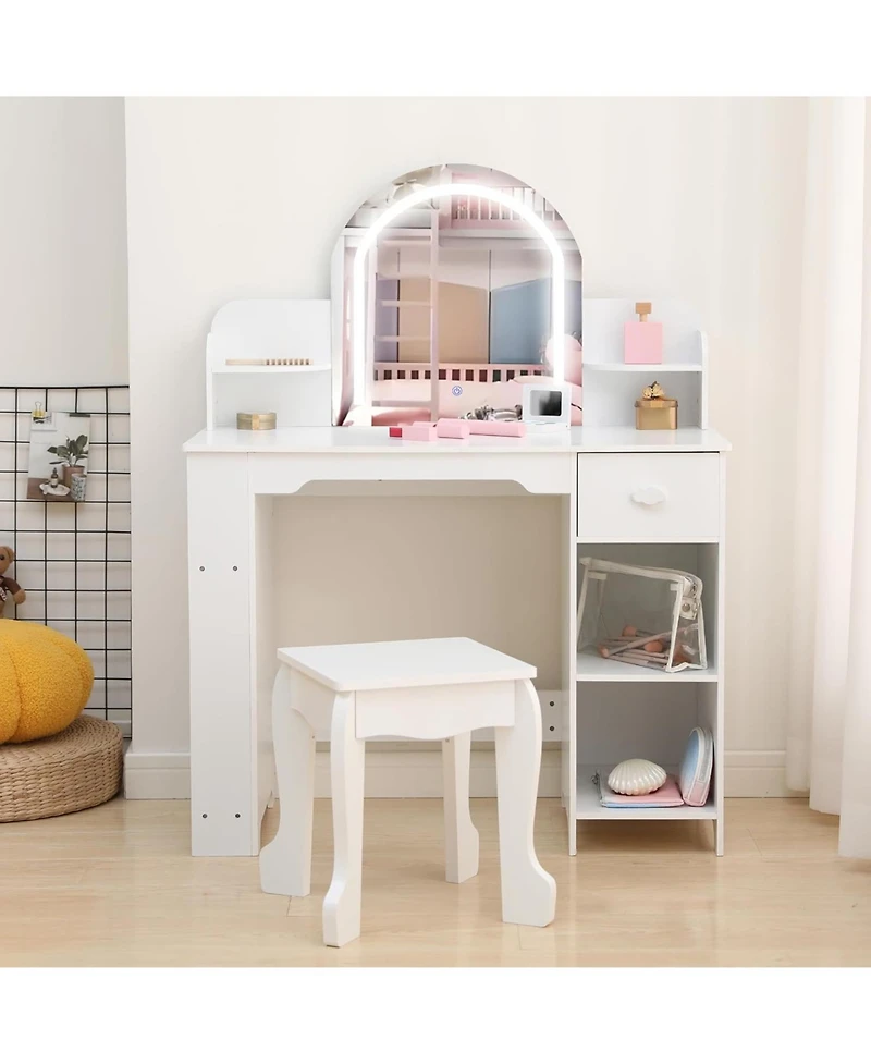 gaomon Kids 2-in-1 Vanity Set with Lighted Mirror and Stool