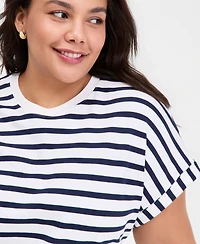 On 34th Trendy Plus Cuffed-Sleeve Relaxed Top, Macy's Exclusive