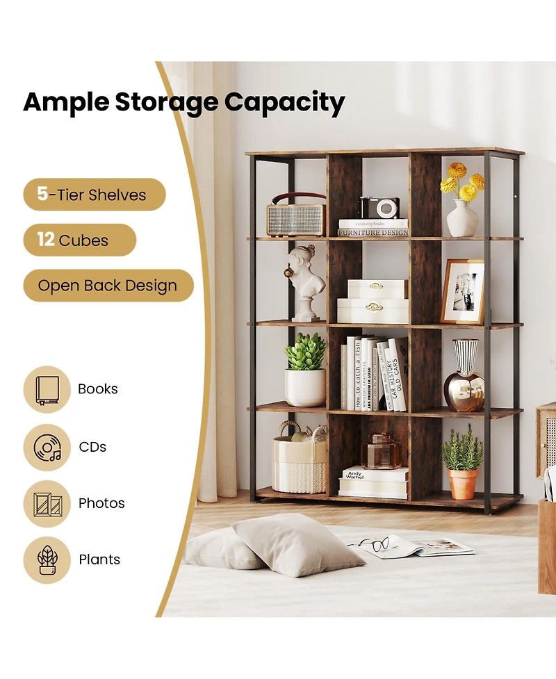 Slickblue 12-Cube Bookcase with 2 Anti-tipping Kits for Living Room