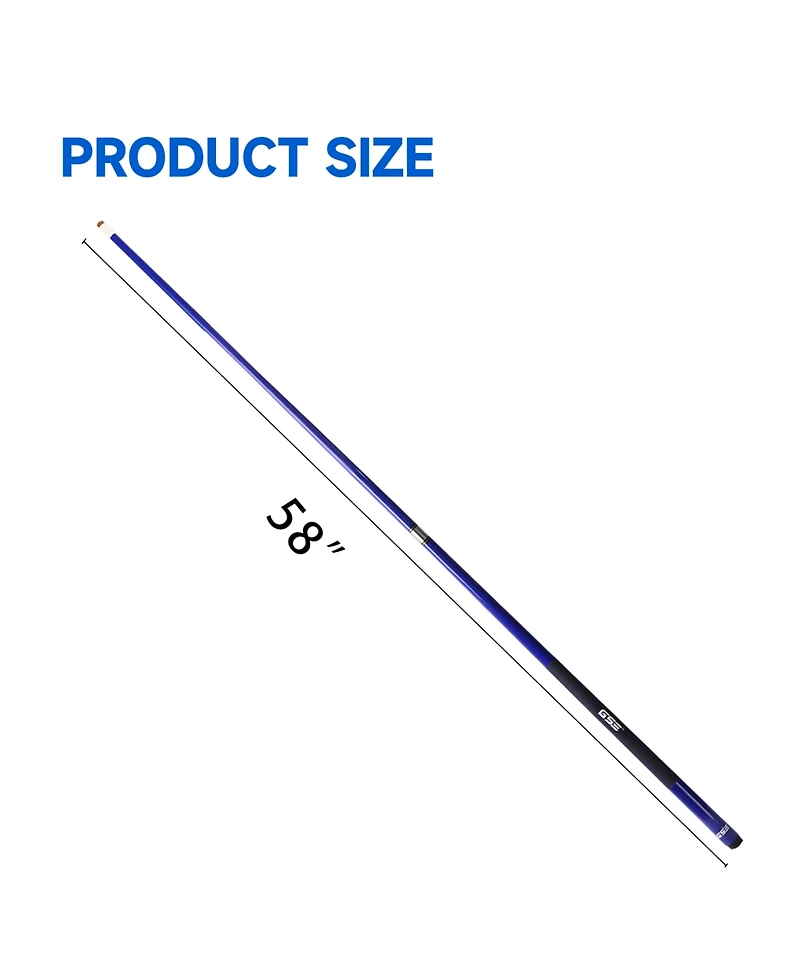 Gse Games & Sports Expert 58" 2-Piece Slick Fiberglass Graphite Composite Billiard Pool Cue Stick for Men/Women