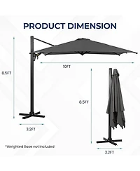 Mondawe 10 Ft Cantilever Patio Umbrella with 360° Rotation & Tilt (No Base)