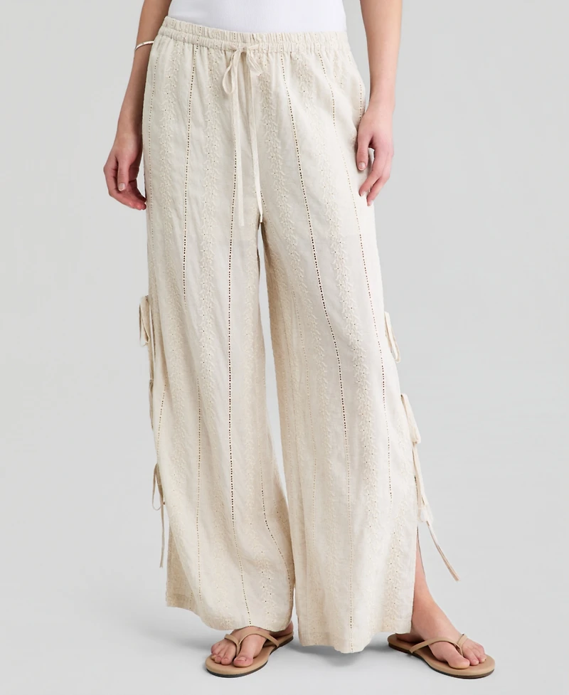And Now This Women's Embroidered Side-Tie Pull-On Pants, Macy's Exclusive