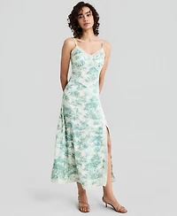 And Now This Women's Printed Lace-Trim Maxi Dress, Macy's Exclusive