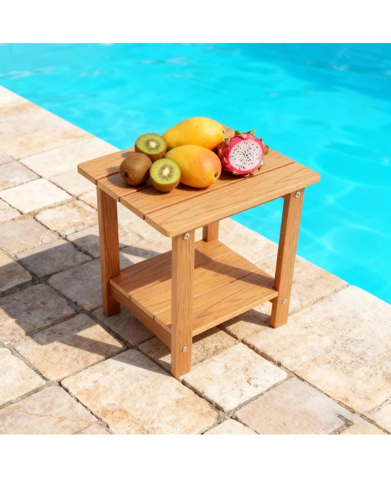 Streamdale Furniture Wood-grain imitation side table with textured finish, perfect for outdoor picnics