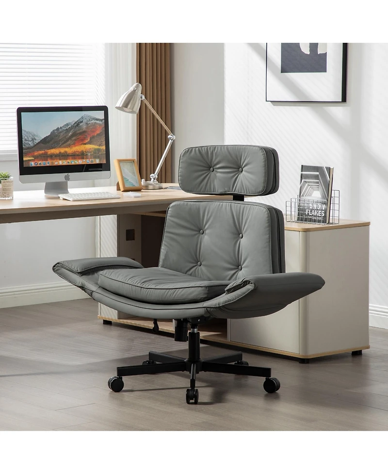 Clihome Modern Swivel Gaming Chair Pu Lounge Desk with Wide Seat, Office Chairs