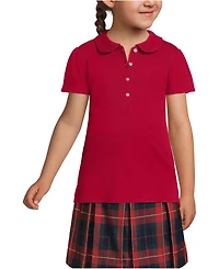 Lands' End Girls School Uniform Short Sleeve Peter Pan Collar Polo Shirt