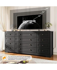 gaomon 12 Drawers Wood Dressers for Bedroom, 63" Long Wooden Dresser Living Room, Hallway, 16" Wide Tv Stand 65 Inch Tv, Sol