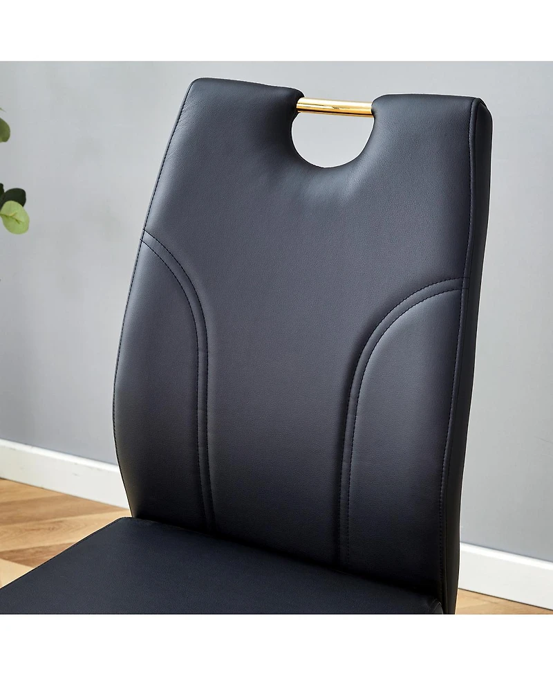 Streamdale Furniture Marble dining table and chair set with gold decoration - modern