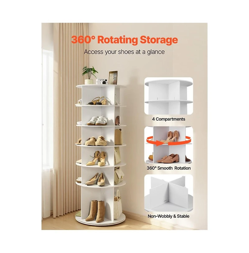 Slickblue 6-Tier Rotating Shoe Rack 360° Spinning Carousel