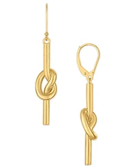 Macy's Polished Love Knot Stick Drop Earrings in 14k Gold Over Sterling Silver