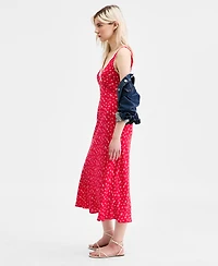 Lucky Brand Women's Simone Printed Lace-Trim Midi Dress