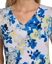 Calvin Klein Petite V-Neck Ruffle-Sleeve Top