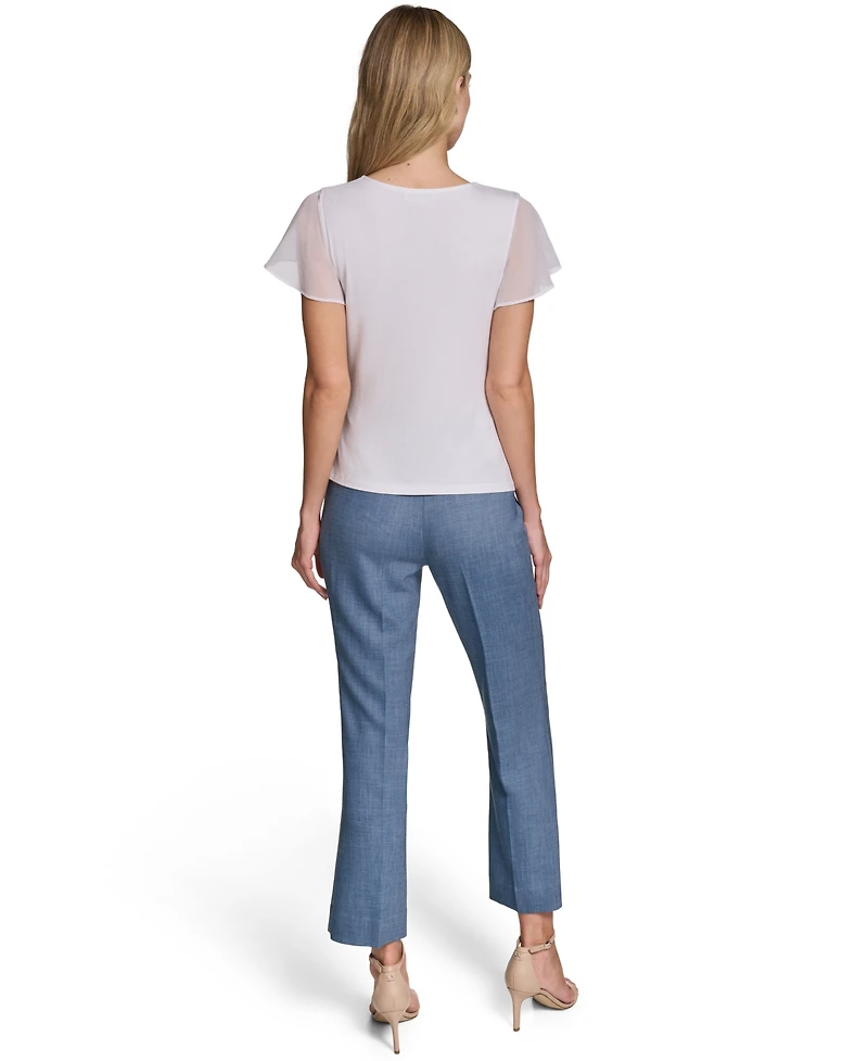 Calvin Klein Petite Cowl Neck Short-Sleeve Top